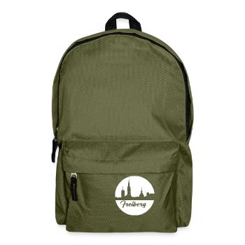 weiss, skyline, kreis, scherenschnitt,freiberg - Rucksack - Olivgrün - Vorne