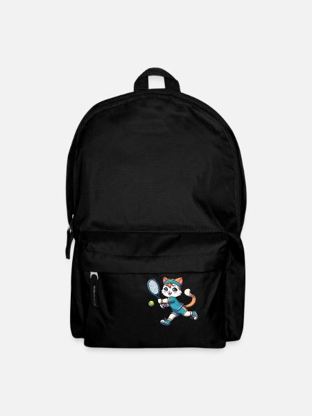 Sportkatze: Tennisspieler - Rucksack - Schwarz