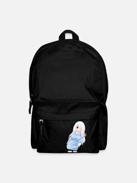 Anime Girl waving - Backpack - black
