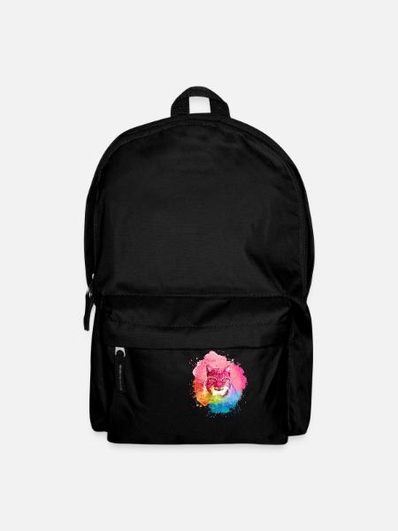 luchs,katze,blau,malerei,aquarell,pink,regenbogen - Rucksack - Schwarz