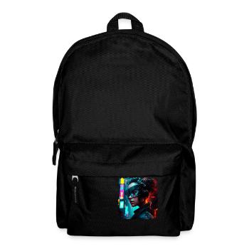 Weibliche Cyborg Soldatin in Science Fiction Art - Rucksack - Schwarz - Vorne