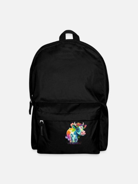 Kuh Zeichnung Regenbogen - Rucksack - Schwarz
