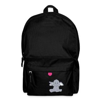 Baby Elefant mit Herz Luftbalon - Rucksack - Schwarz - Vorne