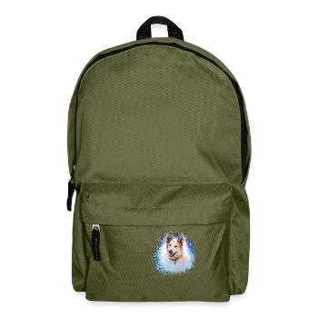 Chinook, dog, graffiti,blue,painting, - Backpack - olive green - Front