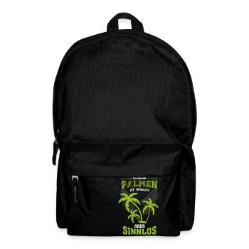 Urlaub Palmen Strand Meer Leben sinnlos - Geschenk - Rucksack - Schwarz - Vorne