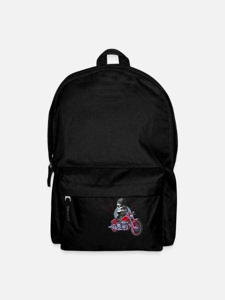 Skull, Rock n Roll and Motorcycle - Backpack - black