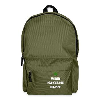 weed makes me happy cannabis marijuana - Backpack - olive green - Front