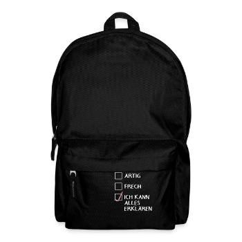 Frech Artig Kann alles erklären Weihnachten - Rucksack - Schwarz - Vorne