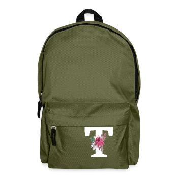 Buchstabe t blumig - Rucksack - Olivgrün - Vorne