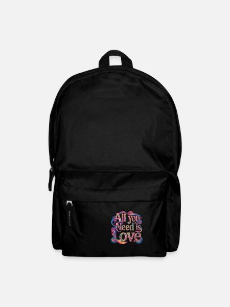 Alles, was Sie brauchen, ist Liebe Hippie Blume Retro 60er 70er Jahre - Rucksack - Schwarz