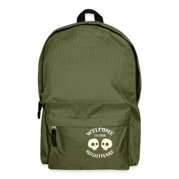 Welcome To Your Nightmare Funny Halloween Skulls - Rucksack - Olivgrün - Vorne