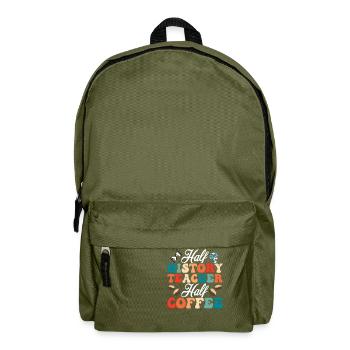 Half History Teacher Half Coffee Education Profes - Rucksack - Olivgrün - Vorne