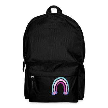 Regenbogen mit Herzen lila rosa blau, Rainbow - Rucksack - Schwarz - Vorne