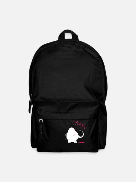 Weißer Elefant mit rosa Farbe - Rucksack - Schwarz