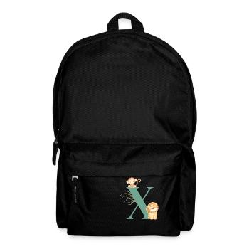 Lettre x vert animaux jungle - Sac à dos - noir - Devant