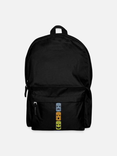 Tricolor Tiki Mask, Retro Style Shirts and more - Backpack - black