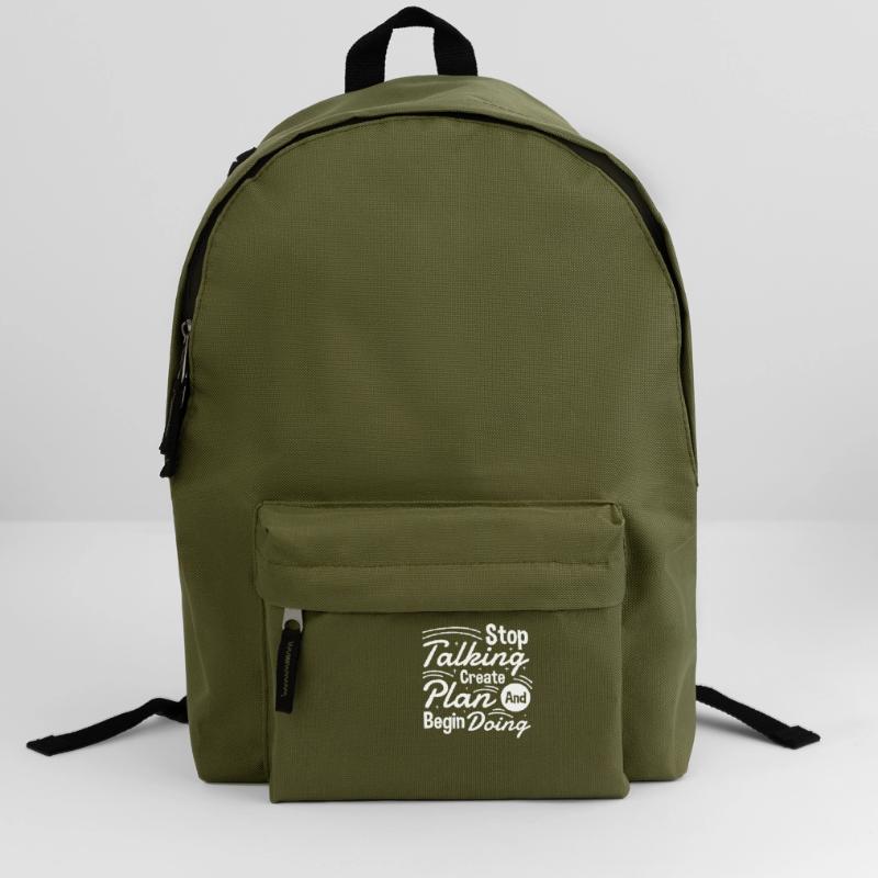 Stop Talking Create Plan and Begin Doing Hard Work Backpack