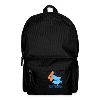 4th Birthday Boy 4 Year Old Shark - Backpack - black - Front