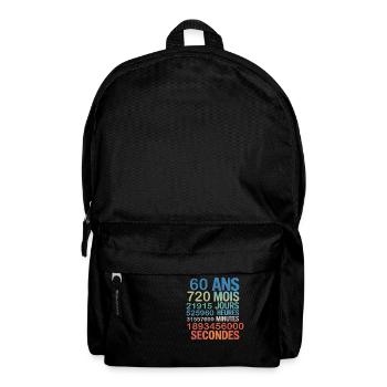 60 Ans – 720 Mois, 21915 Jours, 1,8 Milliard - Rucksack - Schwarz - Vorne