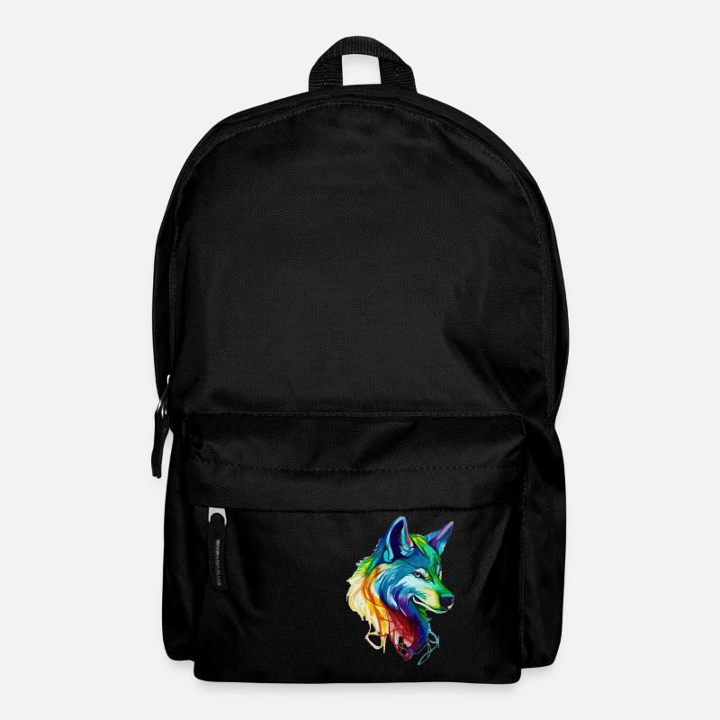 Majestic Rainbow Wolf - Backpack - black