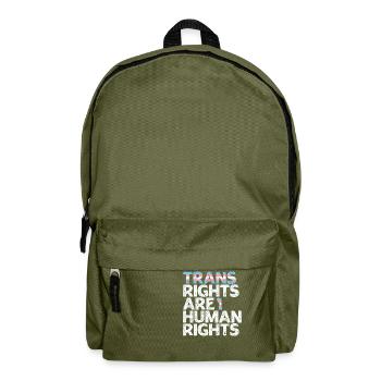 LBGT Flag Gay Pride Trans rights are human rights - Rucksack - Olivgrün - Vorne