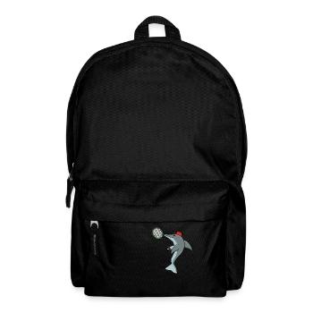 Dolphin Playing Badminton Ironic Sports Animal - Backpack - black - Front