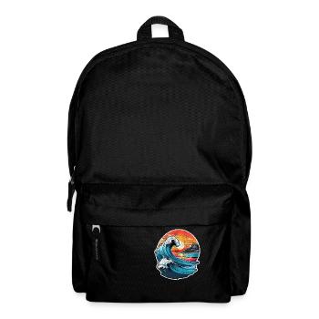 Welle - Sommer - Urlaub - Jahrgang - Rucksack - Schwarz - Vorne
