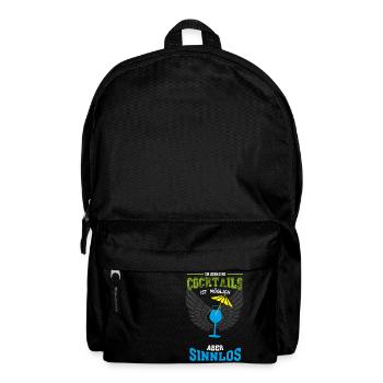 Cocktail mit Schirm Leben sinnlos - Geschenk - Rucksack - Schwarz - Vorne