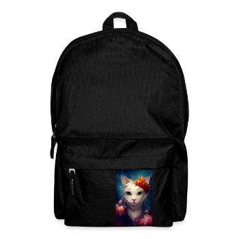 Peinture à l’huile de chat angora turc blanc - Sac à dos - noir - Devant