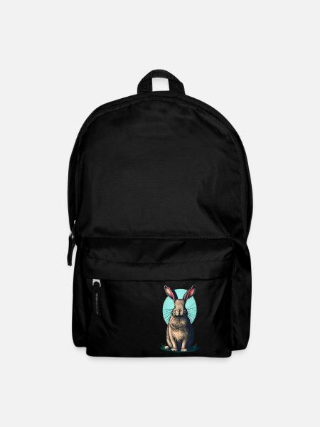 Easter bunny with turquoise egg - Backpack - black