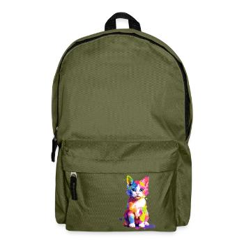 Cute colorful cat - Backpack - olive green - Front