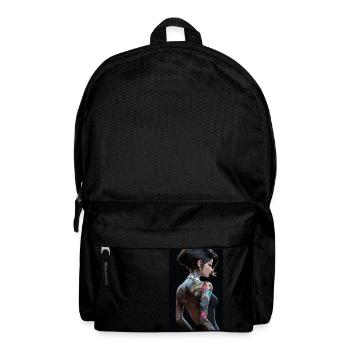 Ink Enchantress: Anime-Schönheit im schwarzen Kleid - Rucksack - Schwarz - Vorne