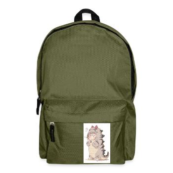 Dino Dreams: Captivating Drawing of a Cute Anime - Backpack - olive green - Front