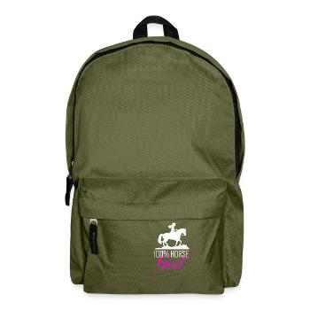 Horse Rider Girl Saying - Backpack - olive green - Front