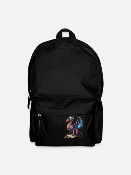 Roter Blauer Drache - Eine Fantasievolle Figur - Rucksack - Schwarz