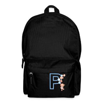 Blauer Buchstabe P Bär - Rucksack - Schwarz - Vorne