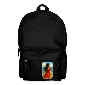 Black-haired girl by the sea - Backpack - black - Front