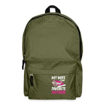 Autor Geschenk Spruch Bücherwurm Schriftsteller - Rucksack - Olivgrün - Vorne