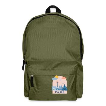 France Paris Logo Design Europe Holidays - Backpack - olive green - Front
