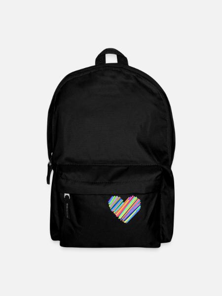 Bunter Herzschlag - Rucksack - Schwarz
