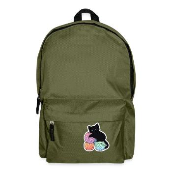 Cat with scythes on yarn ball - Backpack - olive green - Front