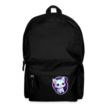 « Kitty Galaxy: Dessin animé mignon flottant dans l’espace » - Sac à dos - noir - Devant