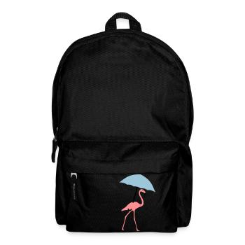 Flamingo with umbrella or parasol - Backpack - black - Front