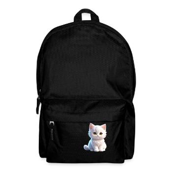 Cute white kitty - Backpack - black - Front