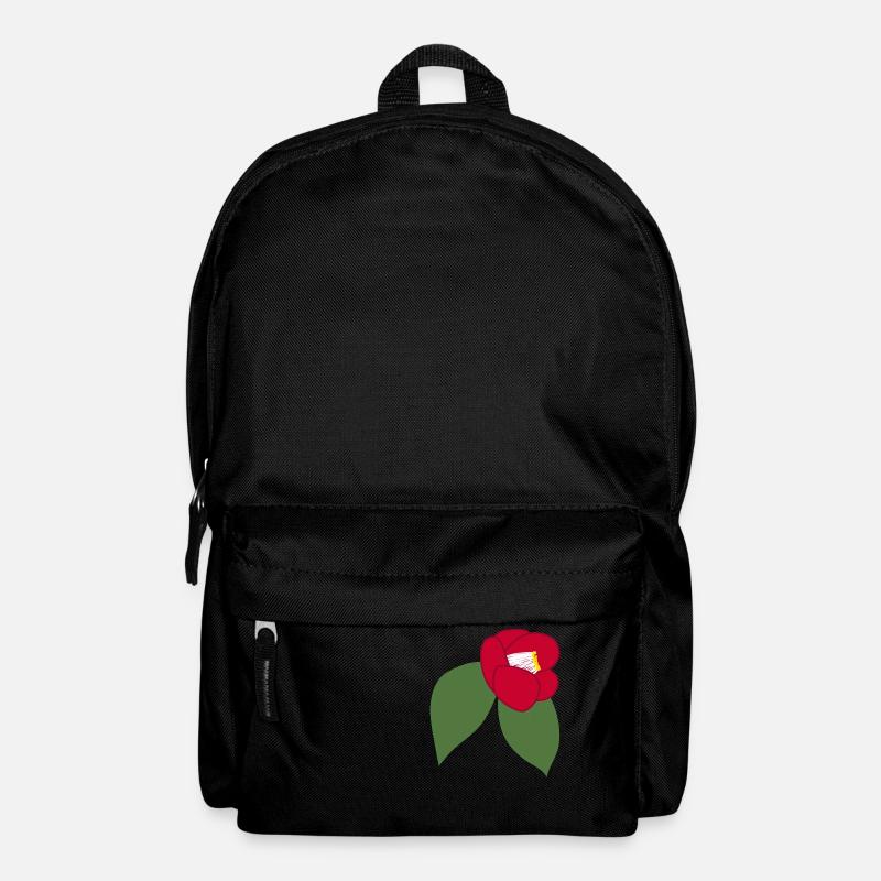 Elegante Rote Kamelienblüte Illustration1 - Rucksack - Schwarz