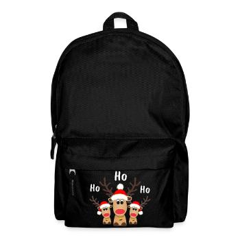Three Reindeers Ho Ho Ho Santa Hat Christmas - Backpack - black - Front