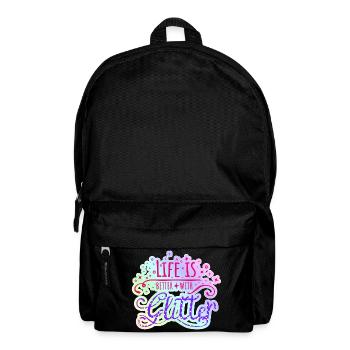 Glitzer Regenbogen Pastellfarben Life is glitter - Rucksack - Schwarz - Vorne