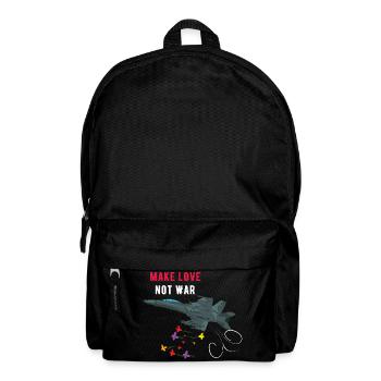 Make love no was fighter jet bombarded with flowers - Backpack - black - Front