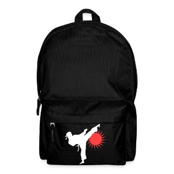 Karate Kick Silhouette with Red Sun - Backpack - black - Front