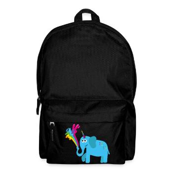 elephant with unicorn, colorful, elephant, rainbow, comic - Backpack - black - Front